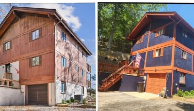 wooden house painting transformation