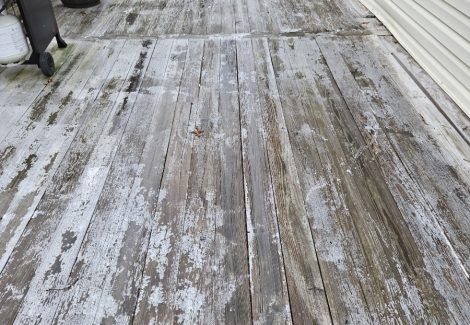 deck staining project before