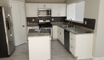 freshly painted cabinets in kitchen