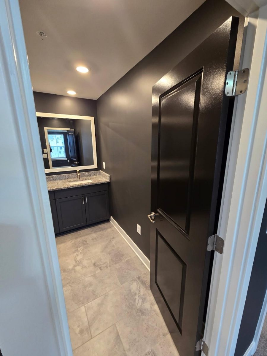 bathroom painted in dark gray Preview Image 4