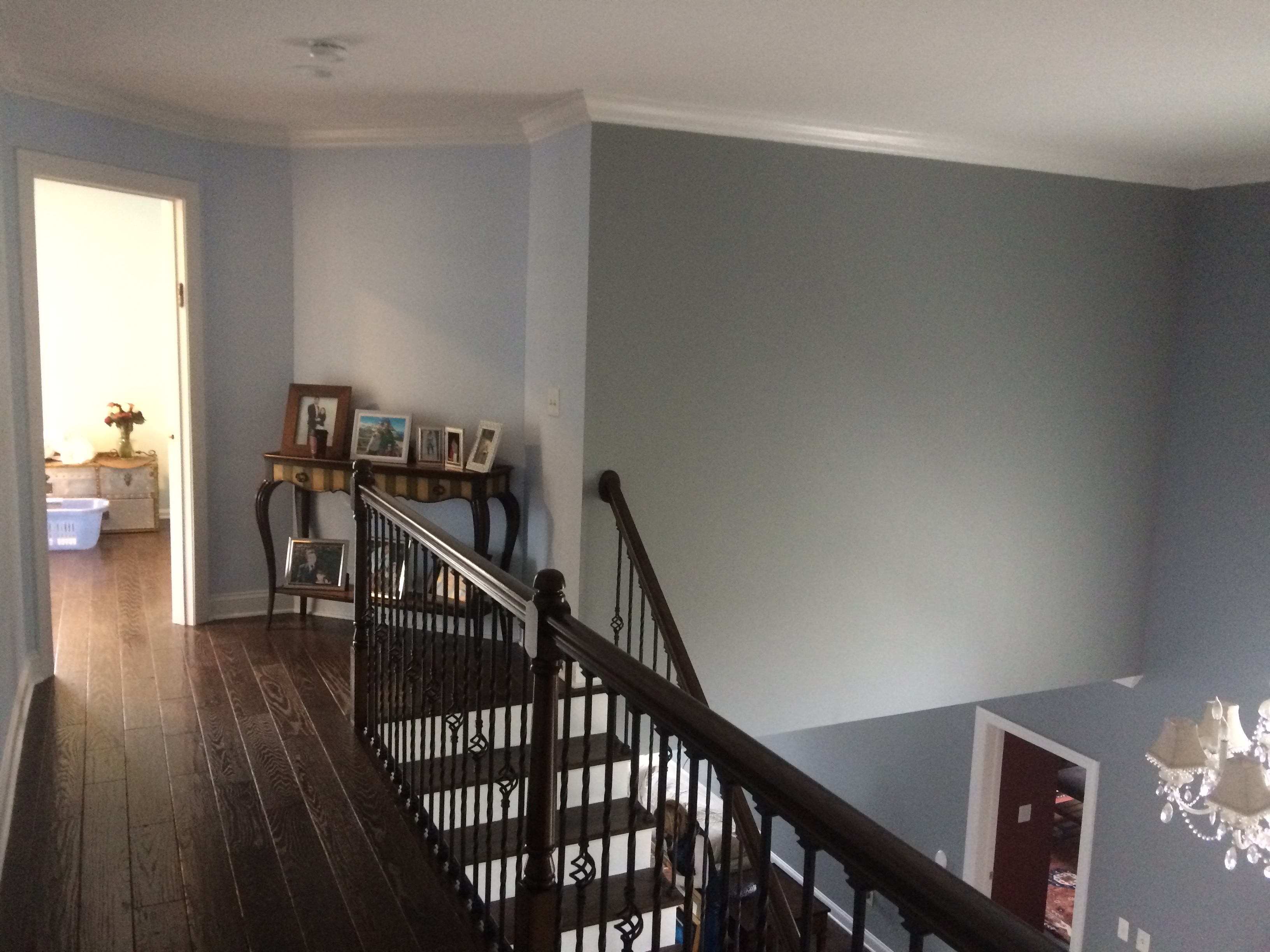 Upper landing and stairway by CertaPro in Princeton Junction