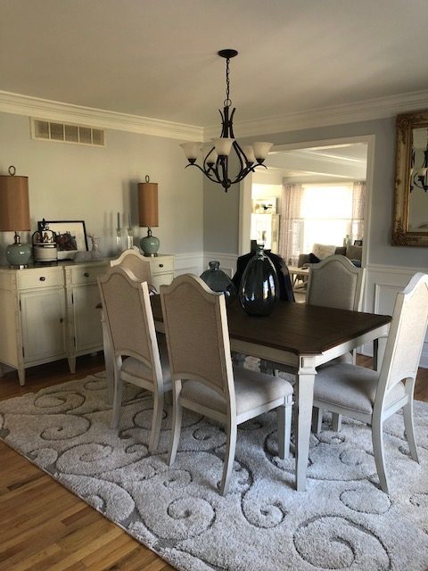 gray painted dining room walls with white painted ceiling and trim Preview Image 1