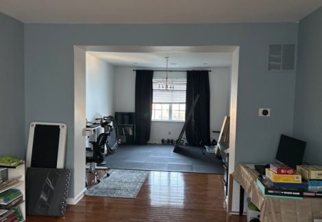 home interior with blue paint