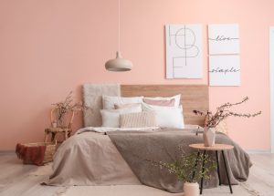 pink painted bedroom