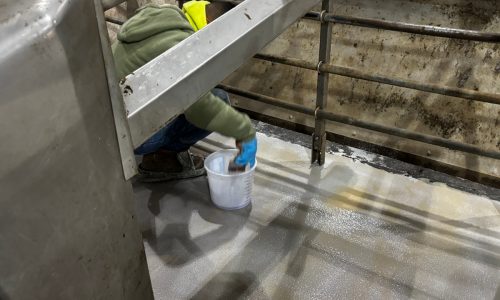 Gill Dairy Case Study floor being finished with sand on top