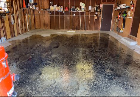 Beginning of polyurea coating in garage