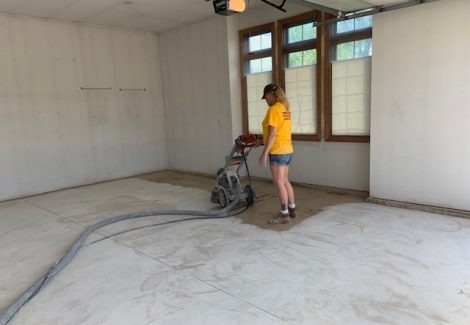 In progress completion of garage floor