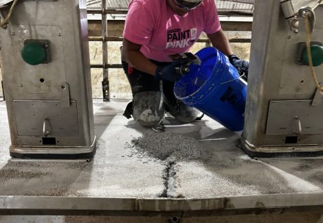 Gill Dairy Case Study floor being filled and repaired different angle
