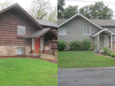exterior long lake painting before and after