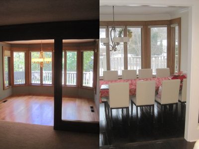 dining room before and after long lake