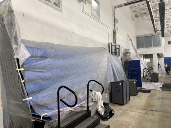 preparations being made for painting the ice center