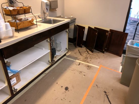 North Ridge Health - Prepping the coffee bar for staining