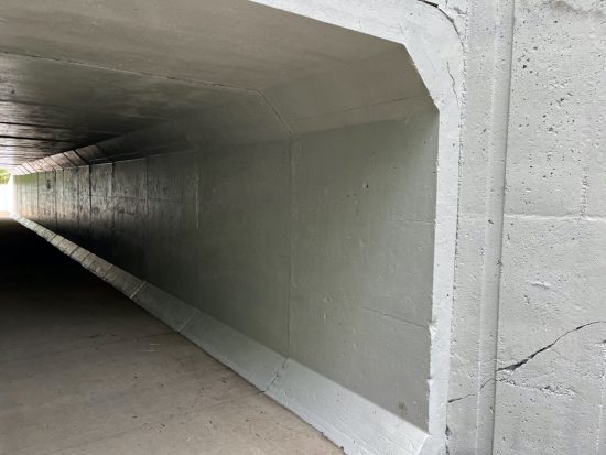 close up of repainted tunnel walls