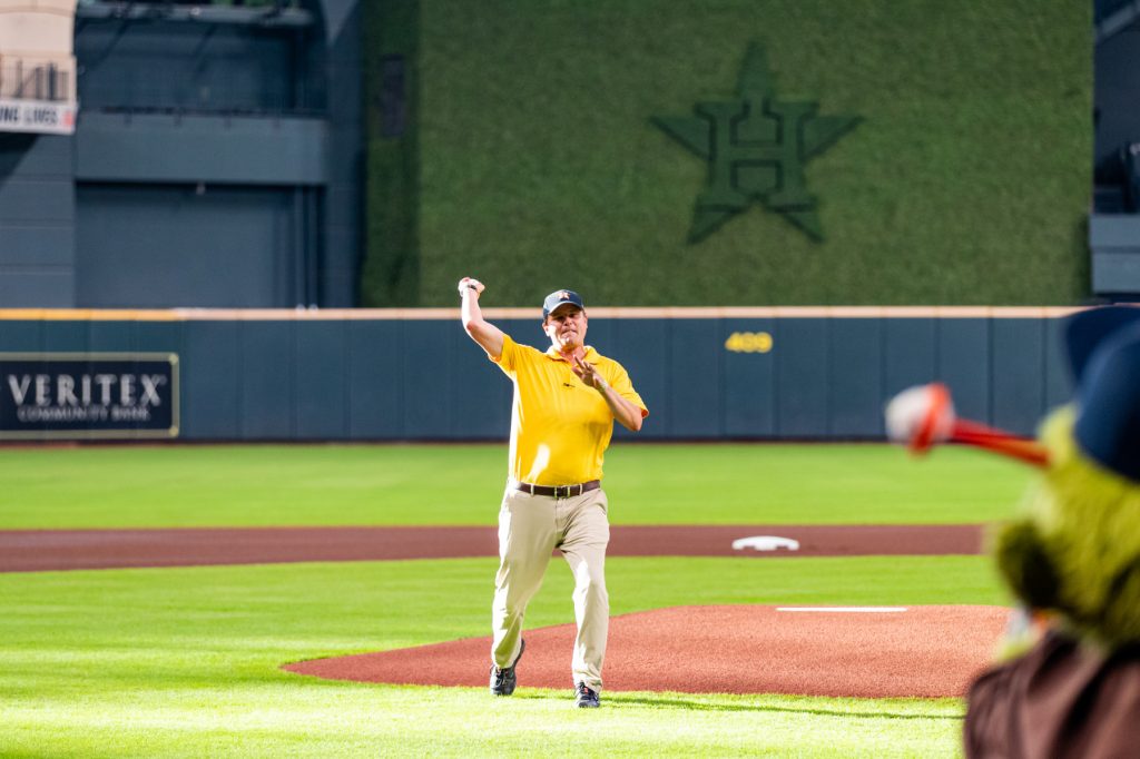 Mark Potts of CertaPro Painters of Missouri City, TX Throws Astros Game  First Pitch