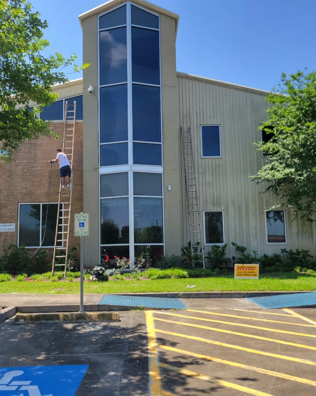 before commercial exterior pressure washing for childhood center