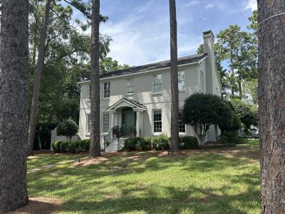 white brick house