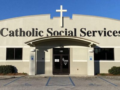 church entrance in Mobile, AL after repainting