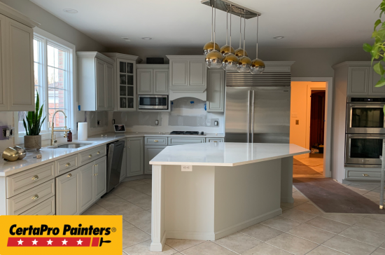 Kitchen Cabinets after being repainted by CertaPro