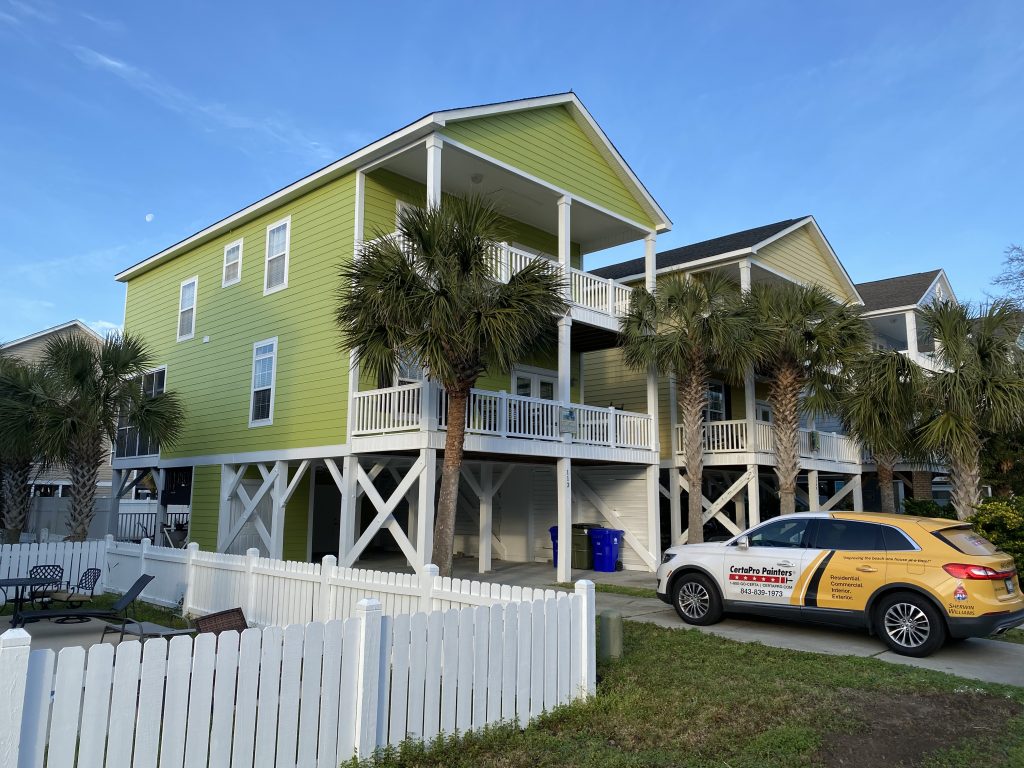 Beach House with Green Exterior CertaPro Painters of Myrtle Beach, SC