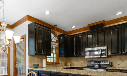 black kitchen cabinets in Mystic, CT home