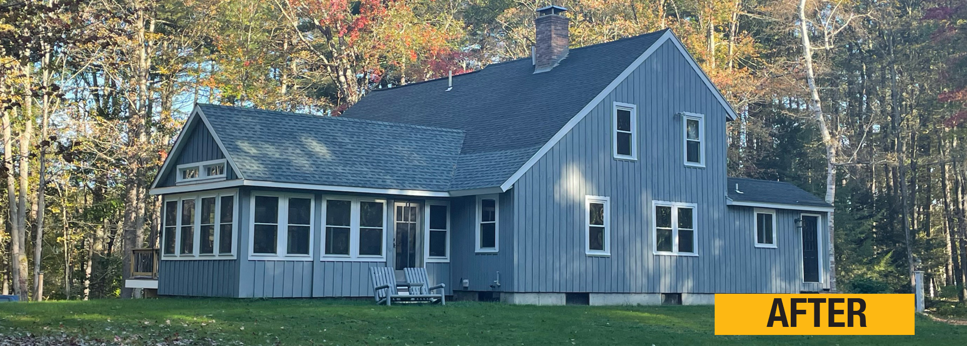 Hollis, NH Exterior House Painting Blue Home