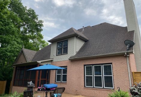 Rear of brick home (before)