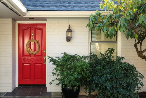 red painted front door