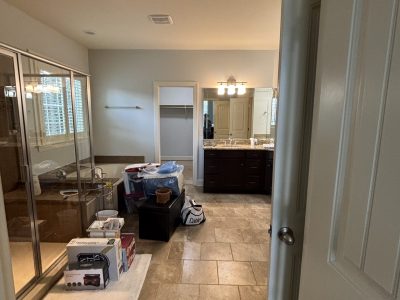 white painted bathroom interior