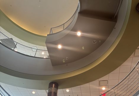spiral staircase atrium before repaint