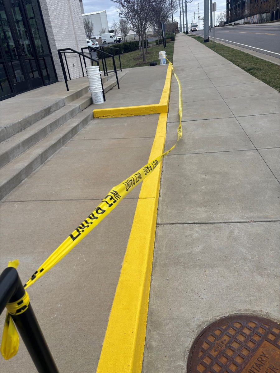 sidewalk with yellow safety paint Preview Image 2