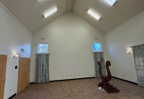 wooden structure in empty white room