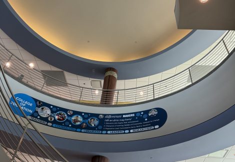 spiral staircase atrium after repaint