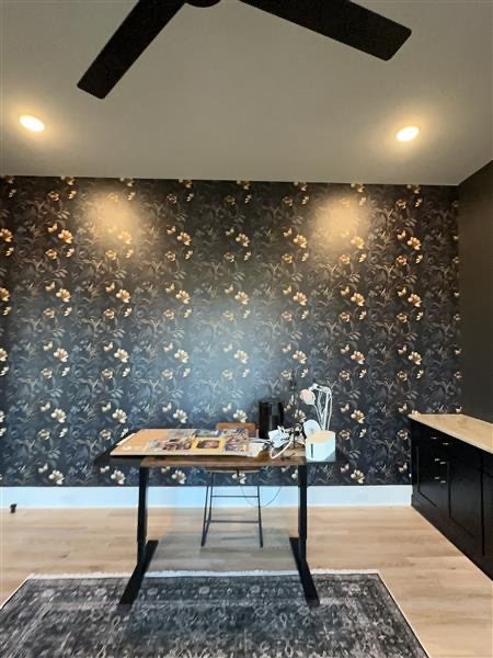 home office interior with black paint and wallpaper Preview Image 1