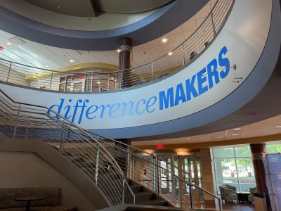 spiral staircase atrium after repaint