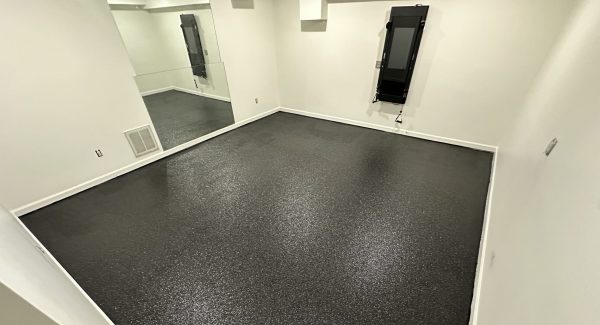 installed black epoxy floor