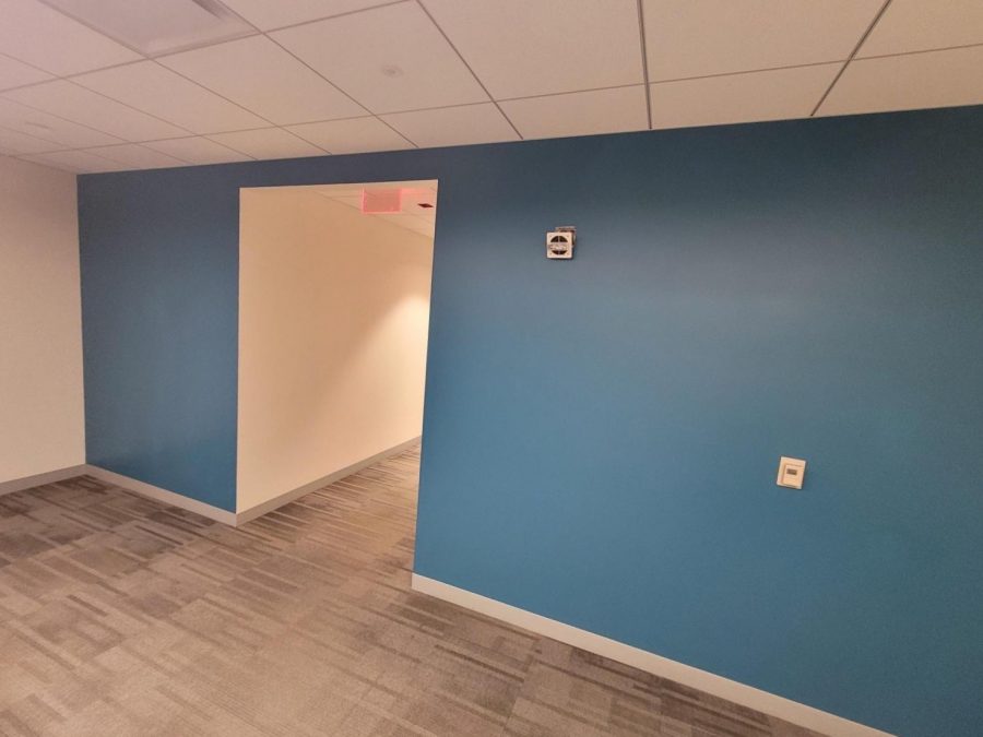 blue painted wall in office Preview Image 2