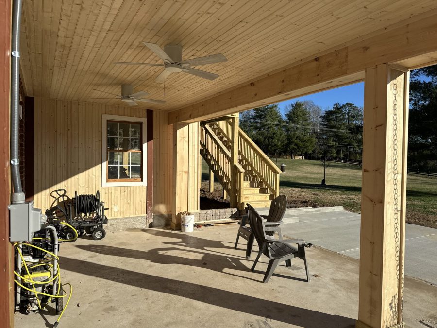 covered porch with bare wood panels Preview Image 3
