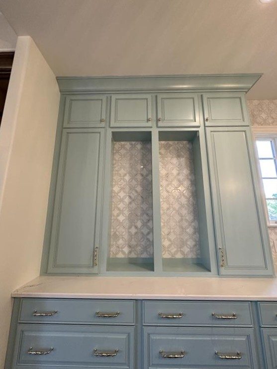 kitchen with tiffany blue painted cabinets Preview Image 7