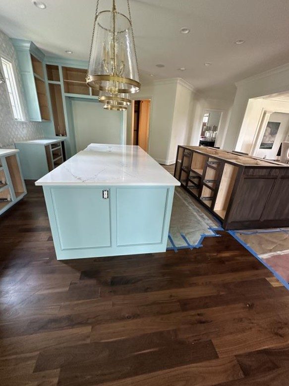 kitchen with tiffany blue painted cabinets Preview Image 2