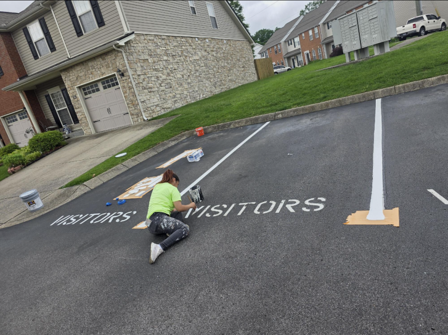 residential parking lot with fresh striping Preview Image 2