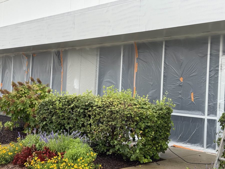 commercial building with protective sheeting on windows Preview Image 4