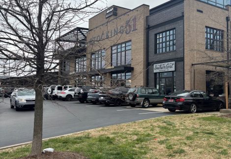 exterior of commercial building and parking lot
