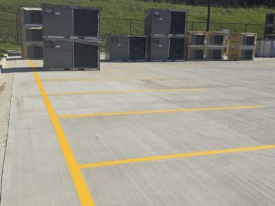 loading area lot with fresh painted striping