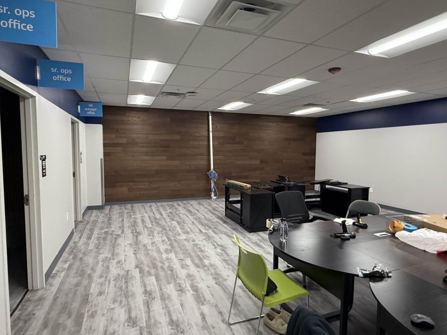 office space interior with faux wood wall Preview Image 1