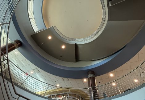 spiral staircase atrium after repaint