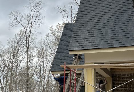 scaffolding against a house