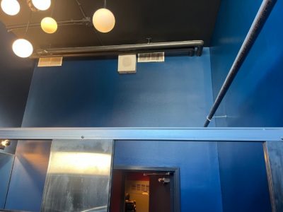 blue painted interior wall