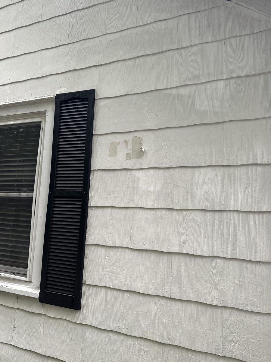 side of house with damaged white siding and black shutters Preview Image 11