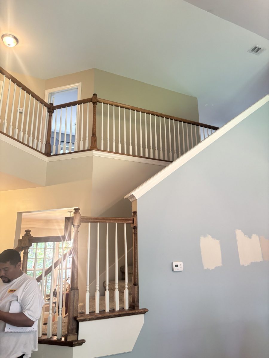 staircase wall in living room with two-story ceiling Preview Image 3