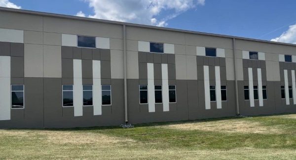 warehouse with updated exterior paint